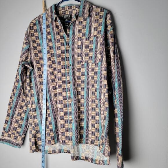 Super Massive Men’s M Shirt NWT Fall Earthy Geometric Print Boho Indie Cotton - Picture 4 of 9
